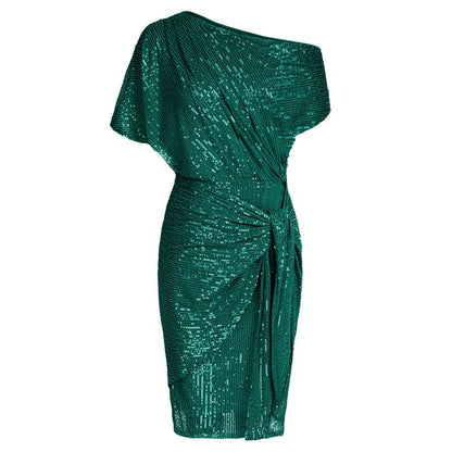 Vibrant Elegant Off Shoulder Sequin Bodycon Dress For Women | Ariselle