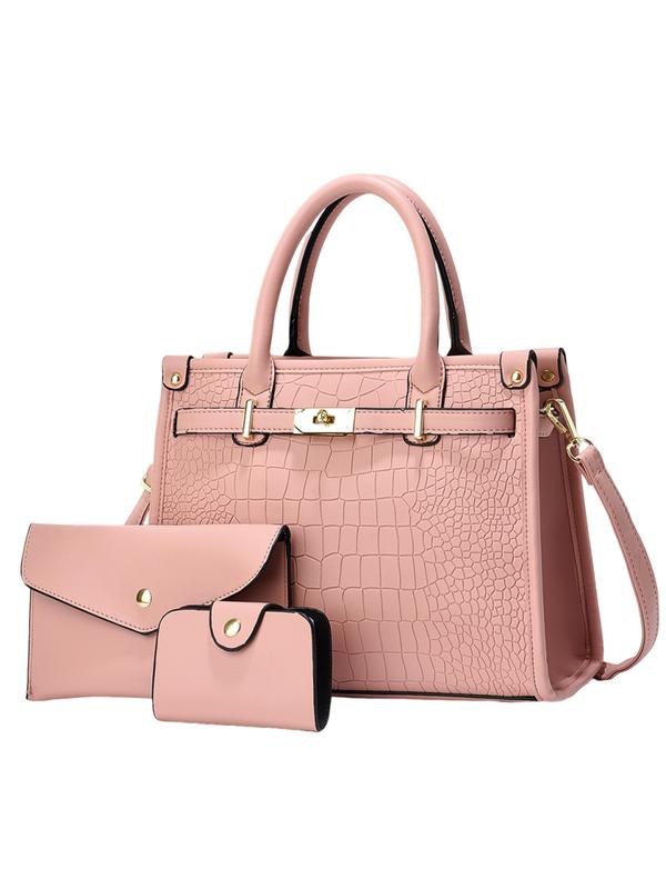 Cropped Crocodile Embossed Large Capacity Crossbody Handbag Set For Women | Valentinae