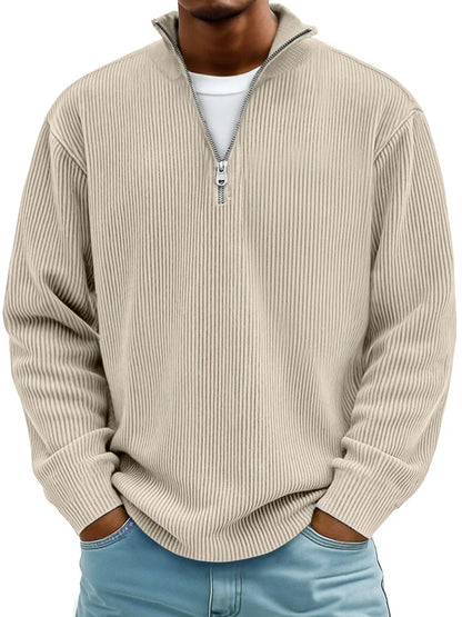Continental Half Zip Ribbed Sweater For Men | Dario