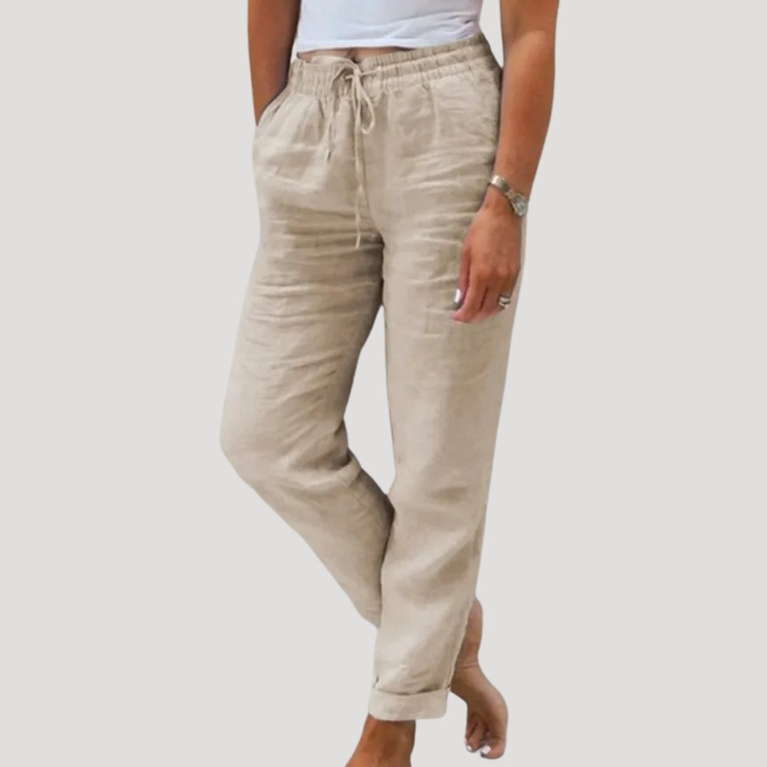 Riverside Lightweight drawstring summer trousers for women | Eleni