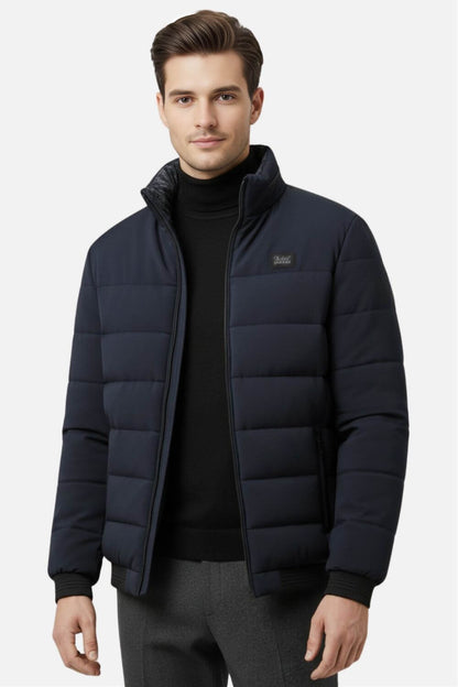 Healing Stand-collar puffer jacket with zippered pockets for men | Caurelle