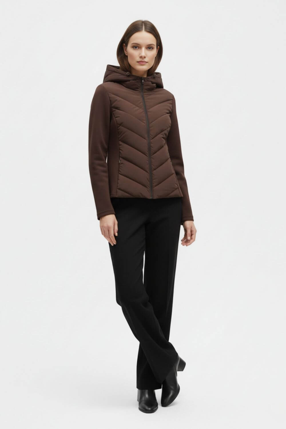 Artisan Hooded Chevron Quilted Puffer Jacket For Women | Selvara