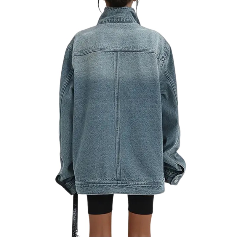 Fitted Vintage washed asymmetric jacket for women | SKYE