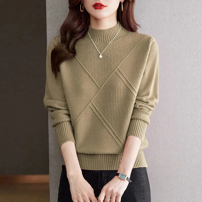Leading Ribbed Mock Neck Sweater For Women | Elowenna