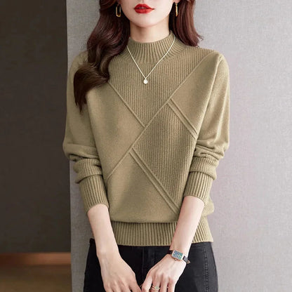 Leading Ribbed Mock Neck Sweater For Women | Elowenna