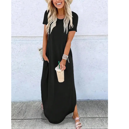 Tudor Casual Round Neck Maxi Dress For Women | Arvena