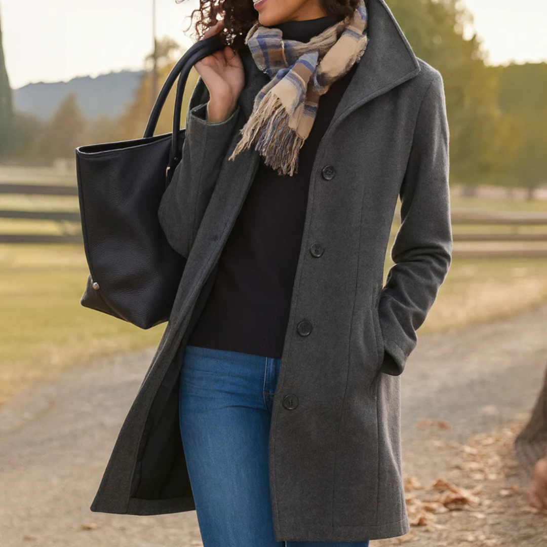 Awake Classic Button Front Heritage Coat For Women | Emilia