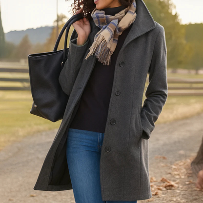 Awake Classic Button Front Heritage Coat For Women | Emilia