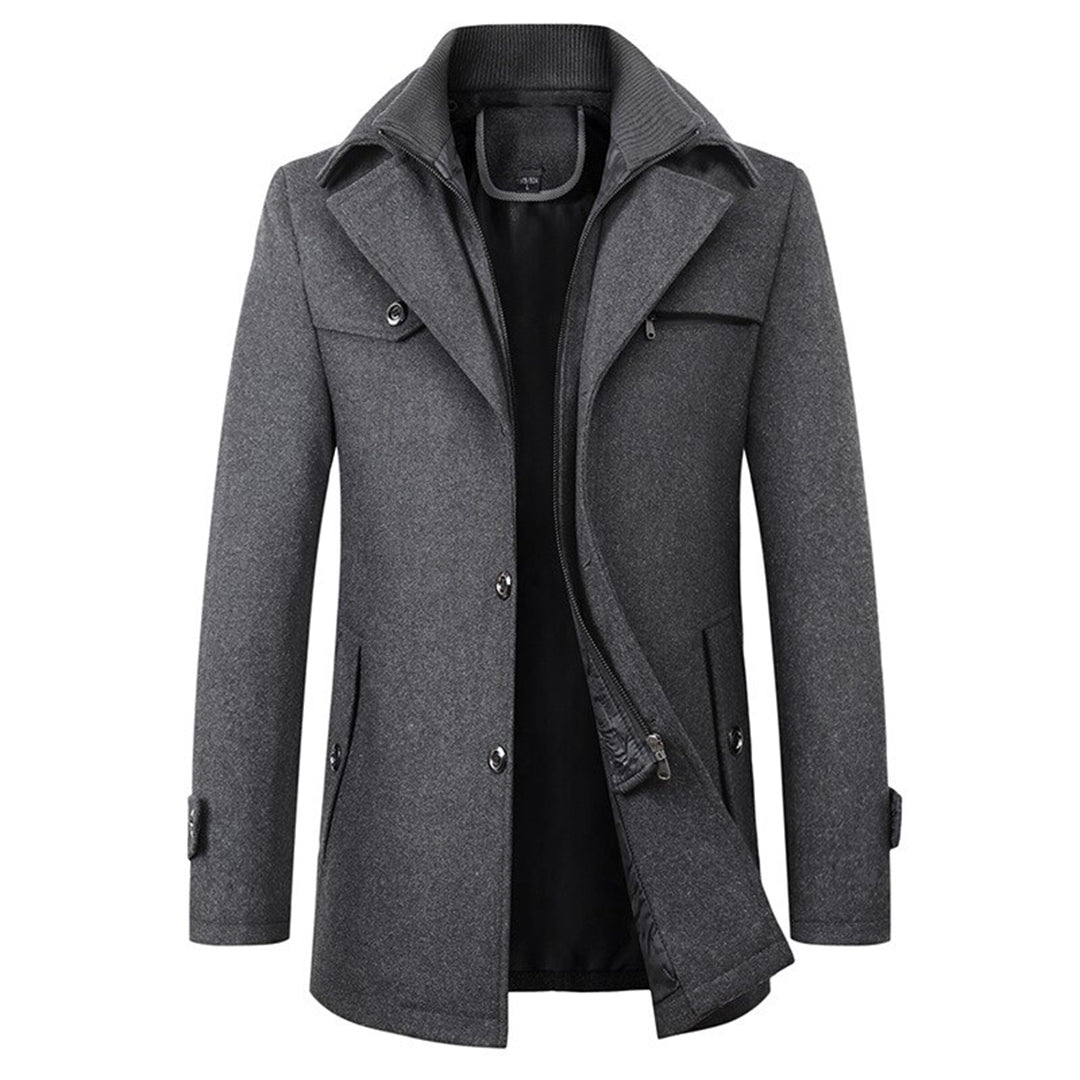 Meadow Long slim-fit coat with high collar for men | Altair