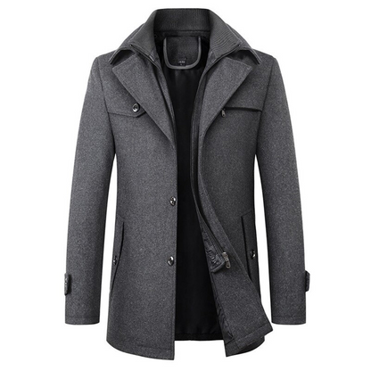 Meadow Long slim-fit coat with high collar for men | Altair