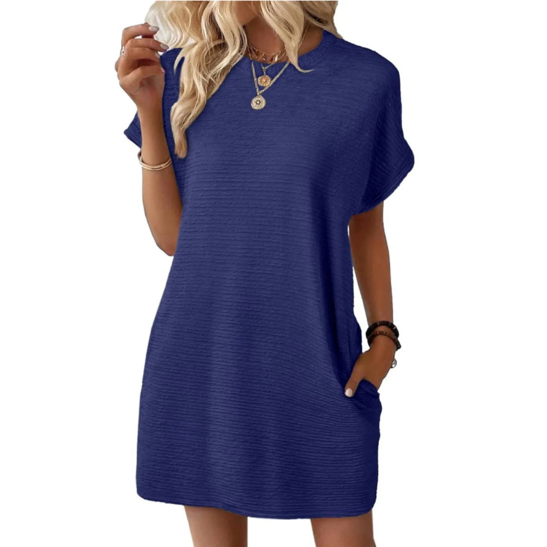 Fitted Casual Minimalist Round Neck Dress For Women | Lurelle