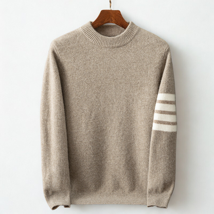 Denim Stripe Sleeve Crew Neck Sweater For Men | Raffy