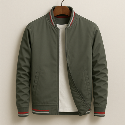 Attentive Striped Trim Zip-Up Jacket For Men | Grayson