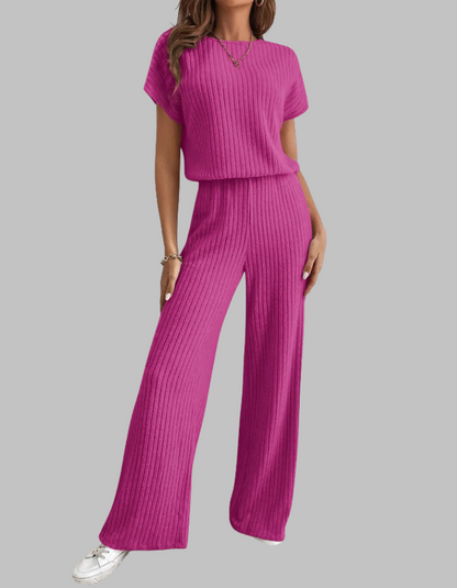 Selected Casual Short Sleeve Top And Trousers Set For Women | Elamirae