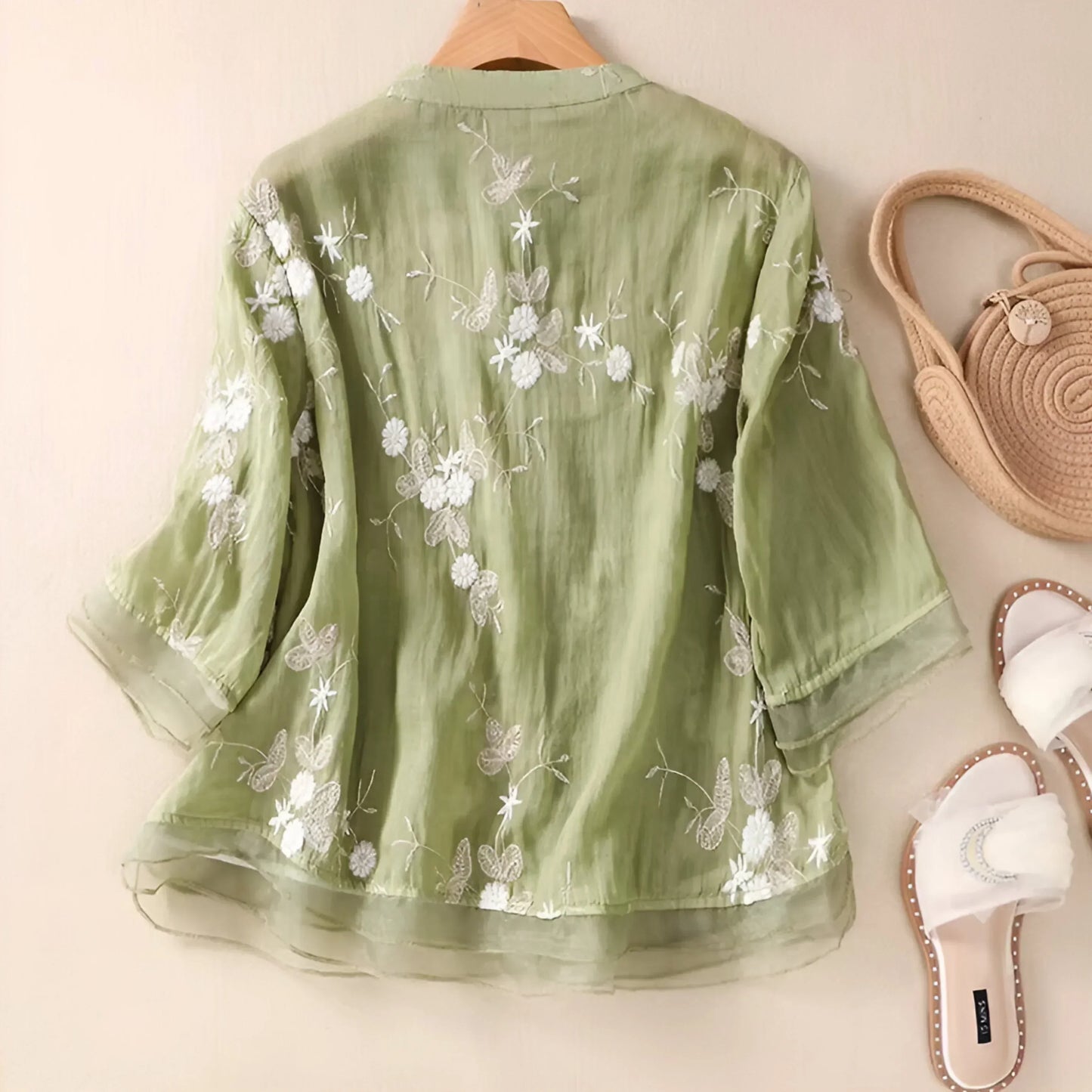 Conscious Embroidered Floral Button Blouse For Women | Liora
