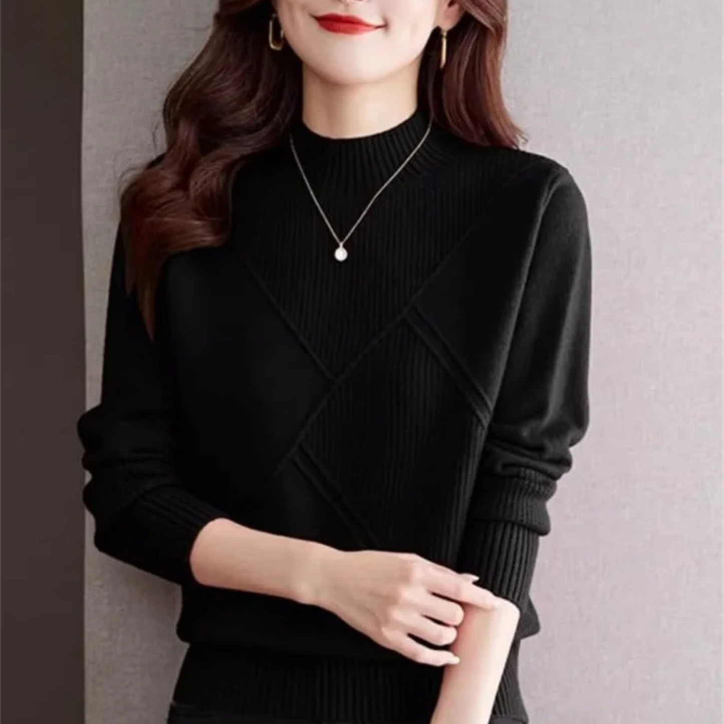 Leading Ribbed Mock Neck Sweater For Women | Elowenna