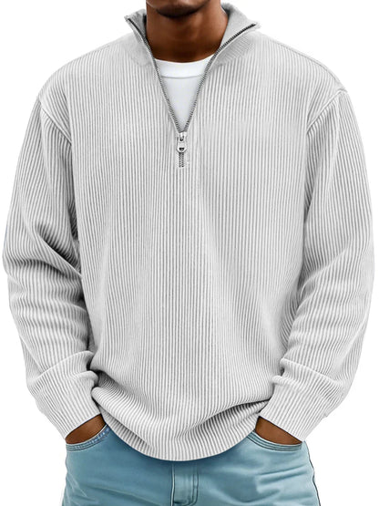 Continental Half Zip Ribbed Sweater For Men | Dario