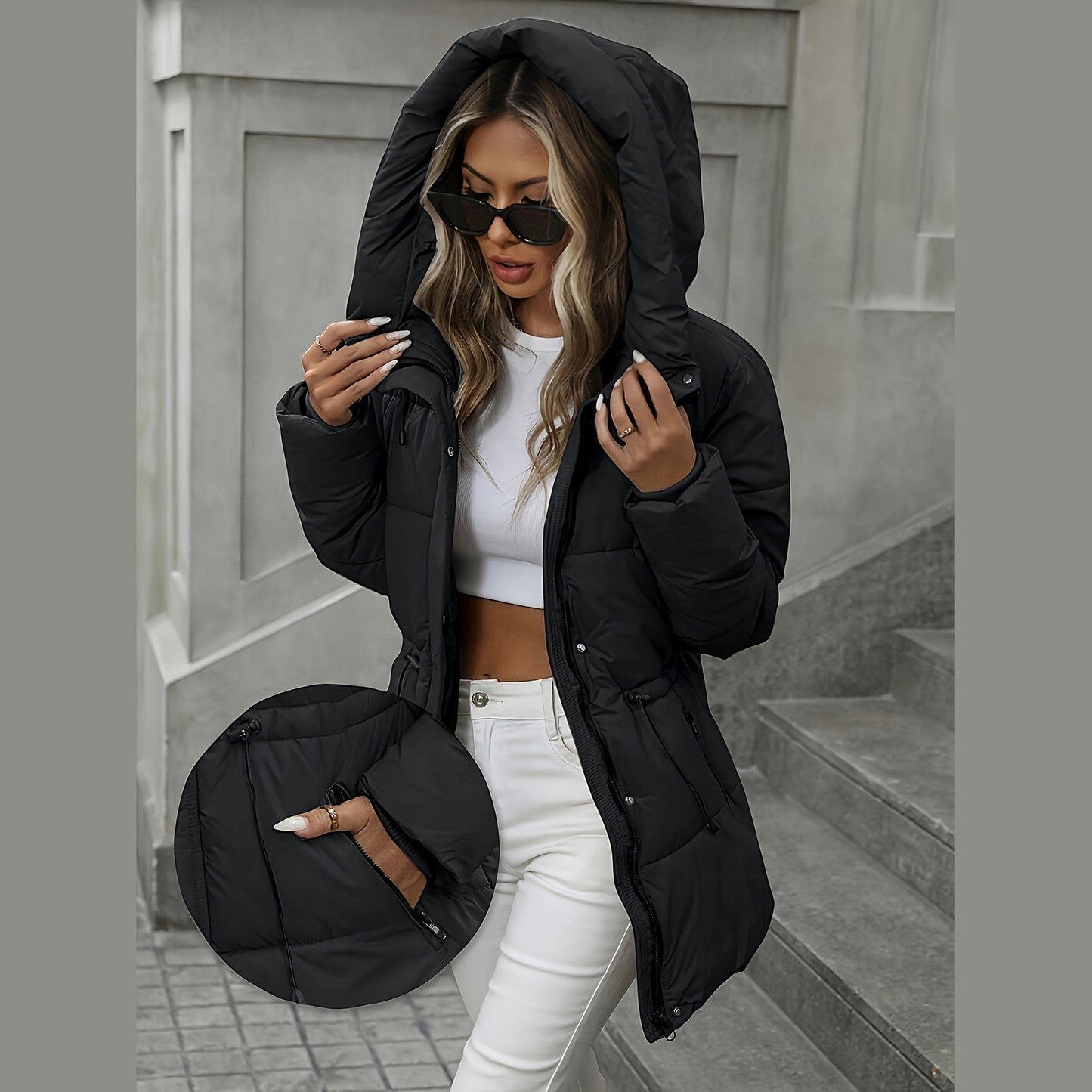 Stylish Oversized Hooded Puffer Jacket For Women | Celestine