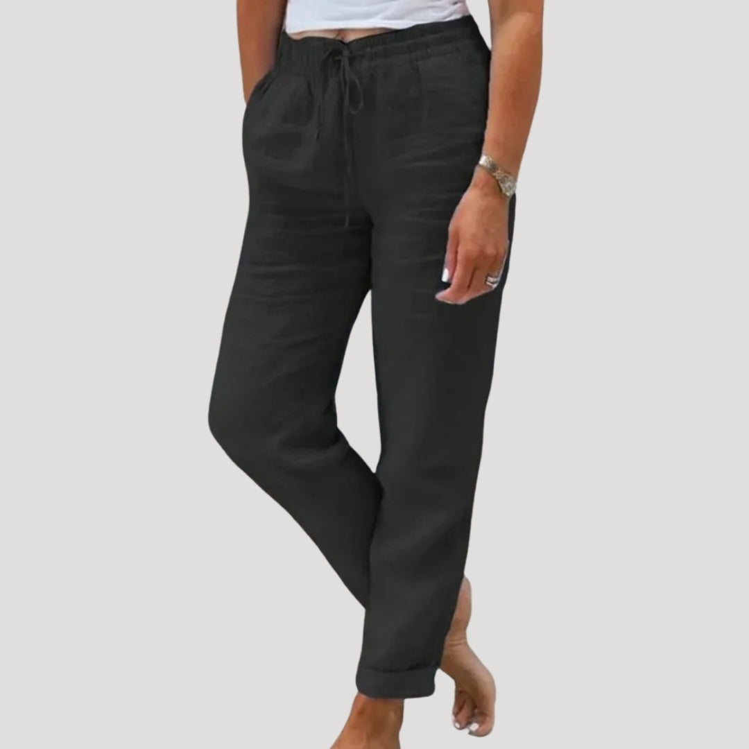 Riverside Lightweight drawstring summer trousers for women | Eleni