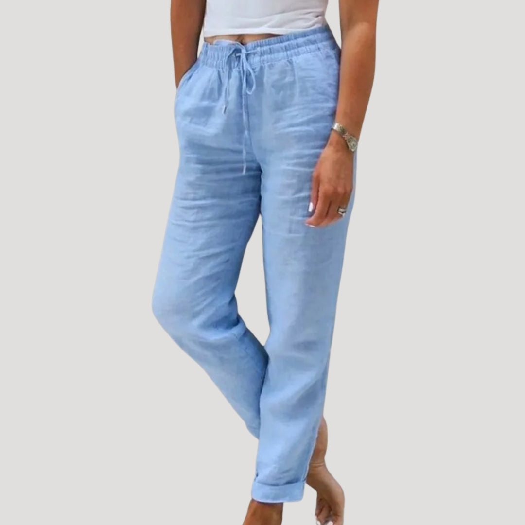 Riverside Lightweight drawstring summer trousers for women | Eleni