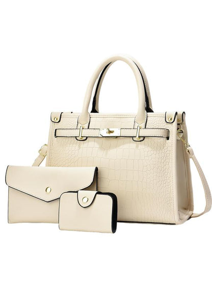 Cropped Crocodile Embossed Large Capacity Crossbody Handbag Set For Women | Valentinae