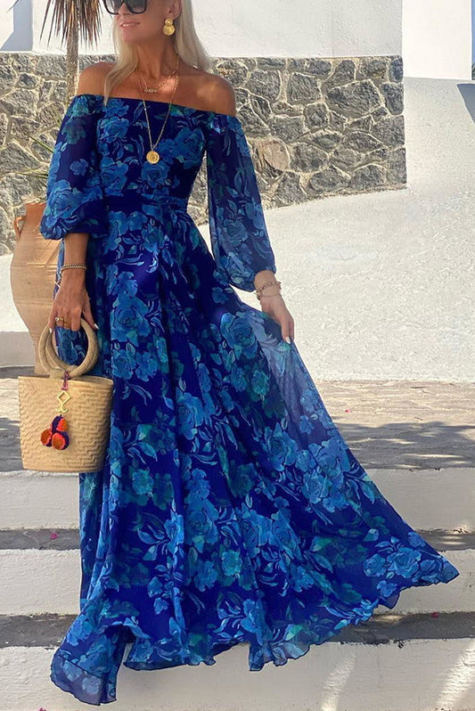 Gleaming Floral off-shoulder maxi dress for women | Calista