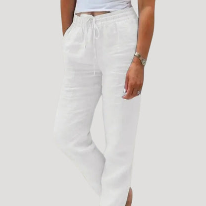 Riverside Lightweight drawstring summer trousers for women | Eleni