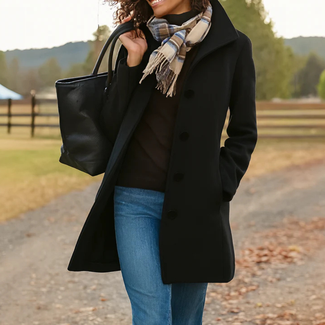 Awake Classic Button Front Heritage Coat For Women | Emilia