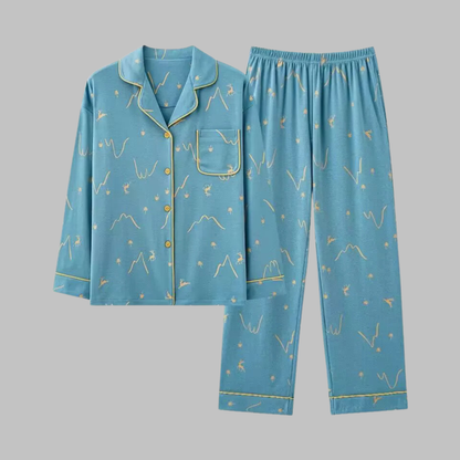 Layered Cozy Long Sleeve Top And Trousers Lounge Set For Women | Serelune