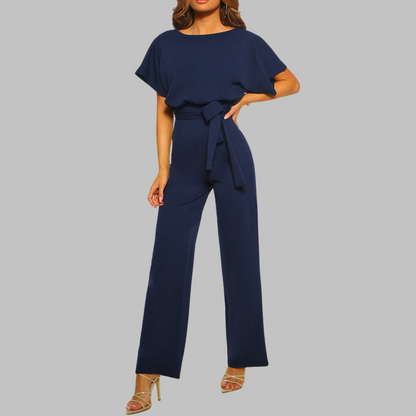 Muted Casual Tie Front Batwing Sleeve Jumpsuit For Women | Elanora