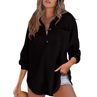 Slim Lightweight V-neck tunic blouse for women | Kathryn