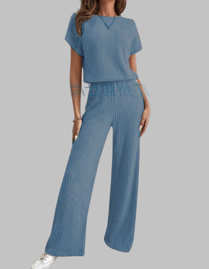 Selected Casual Short Sleeve Top And Trousers Set For Women | Elamirae