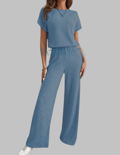 Selected Casual Short Sleeve Top And Trousers Set For Women | Elamirae