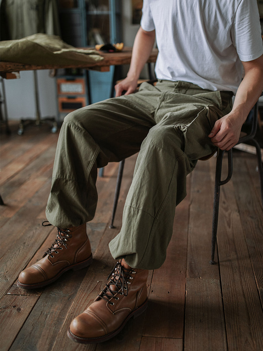 Glittering Heritage Utility Trousers with Reinforced Details for Men | Owen