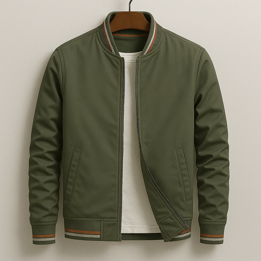 Attentive Striped Trim Zip-Up Jacket For Men | Grayson