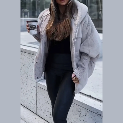Cutting Oversized Hooded Puffer Jacket For Women | Elira