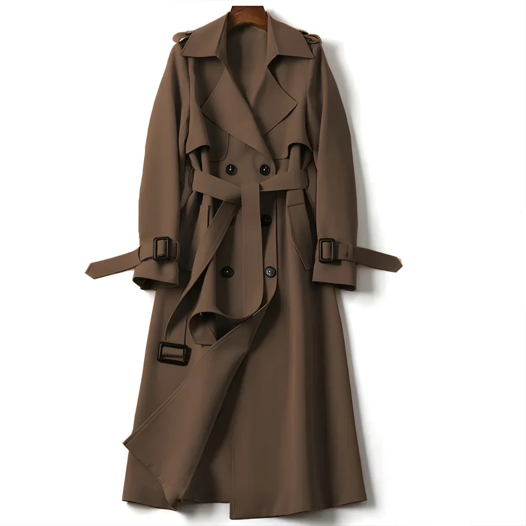 Printed Belted Double Breasted Trench Coat for Women | Elara