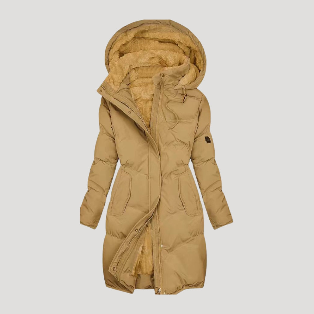 Moorland Long hooded winter coat for women | Celeste
