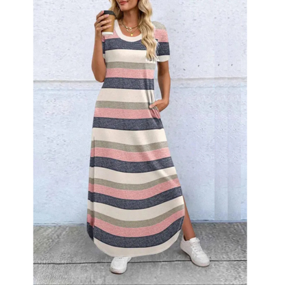 Tudor Casual Round Neck Maxi Dress For Women | Arvena