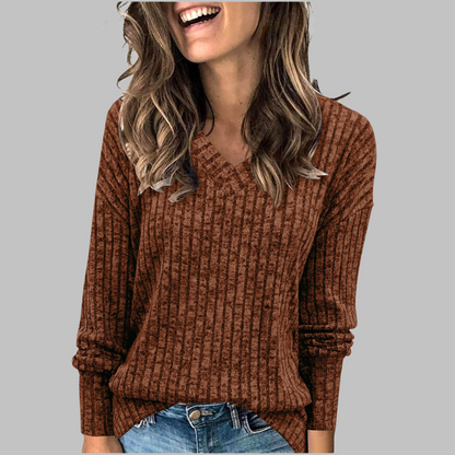 Orchard Comfy V Neck Long Sleeve Top For Women | Alina