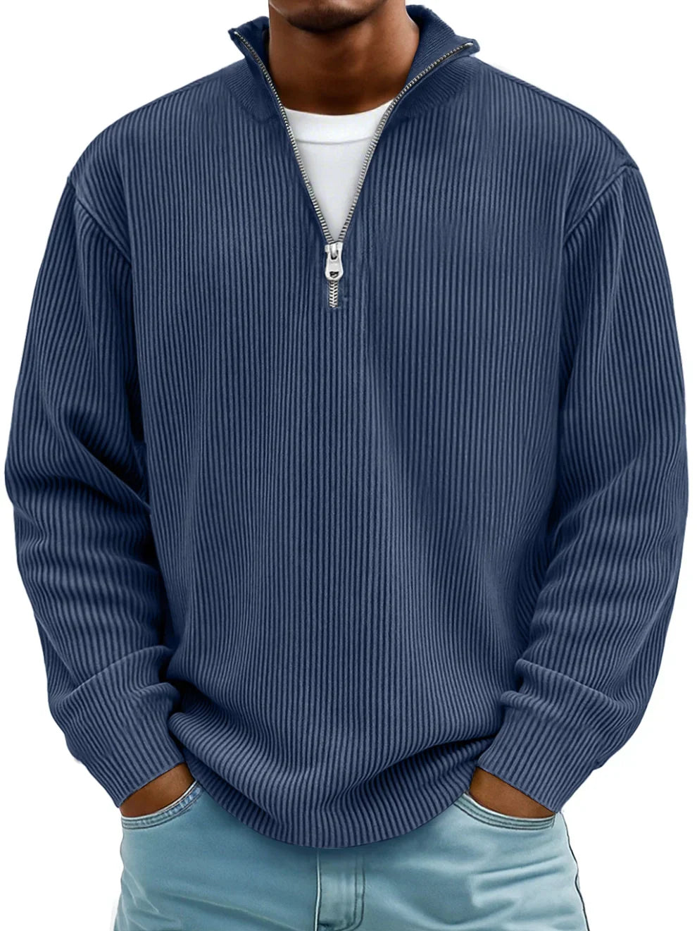 Continental Half Zip Ribbed Sweater For Men | Dario