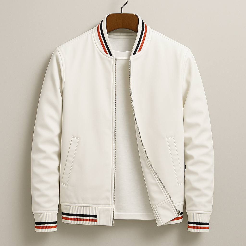 Attentive Striped Trim Zip-Up Jacket For Men | Grayson
