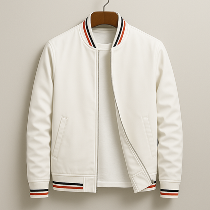 Attentive Striped Trim Zip-Up Jacket For Men | Grayson