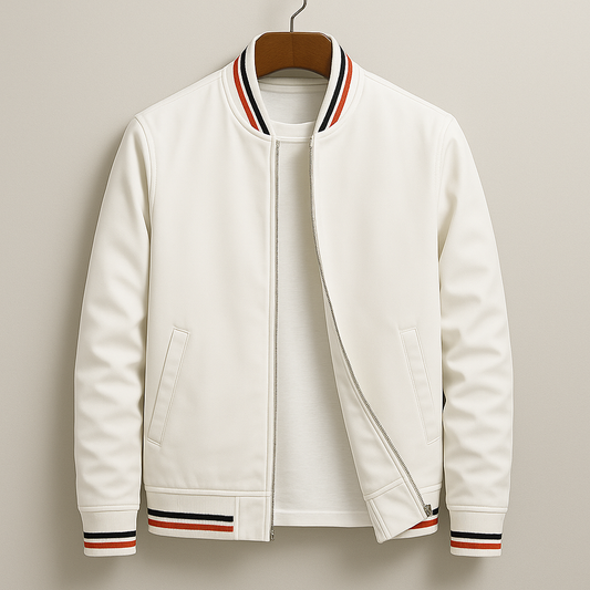 Attentive Striped Trim Zip-Up Jacket For Men | Grayson