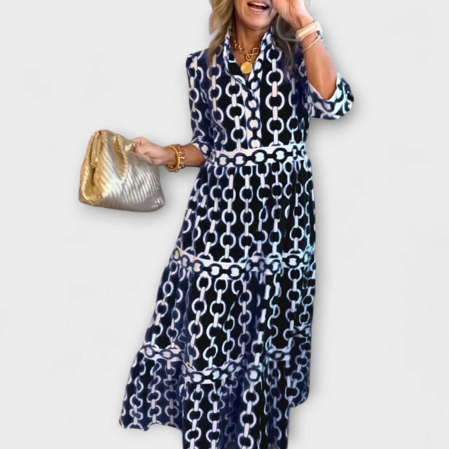 Steadfast Midi dress with chain pattern for women | Juliette