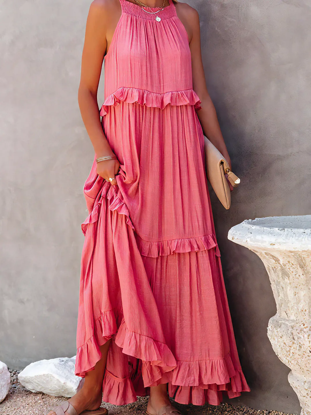 Dainty Tiered Ruffle Long Dress For Women | Lara