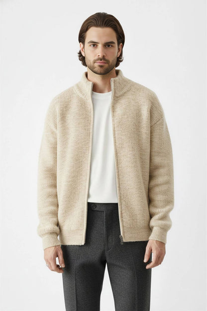 Pristine Full Zip Stand Collar Jacket For Men | Darvyn