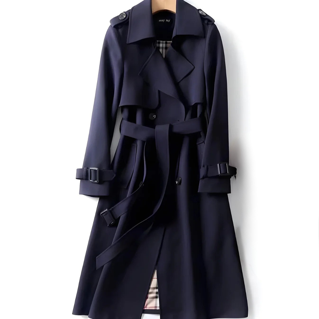 Printed Belted Double Breasted Trench Coat for Women | Elara
