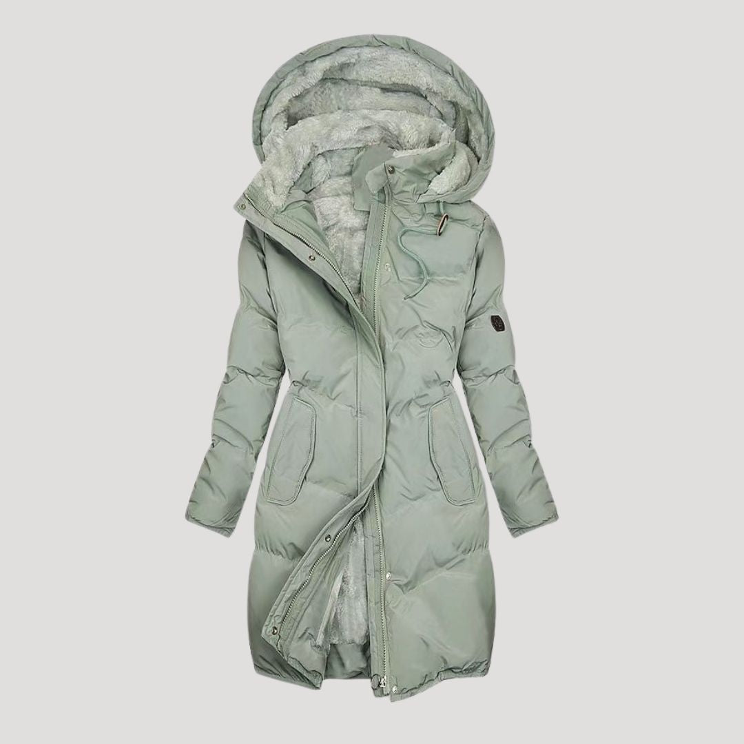 Moorland Long hooded winter coat for women | Celeste