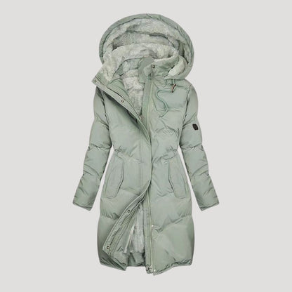 Moorland Long hooded winter coat for women | Celeste